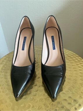 Stuart Weitzman Black Pointed Toe Patent Leather Pumps